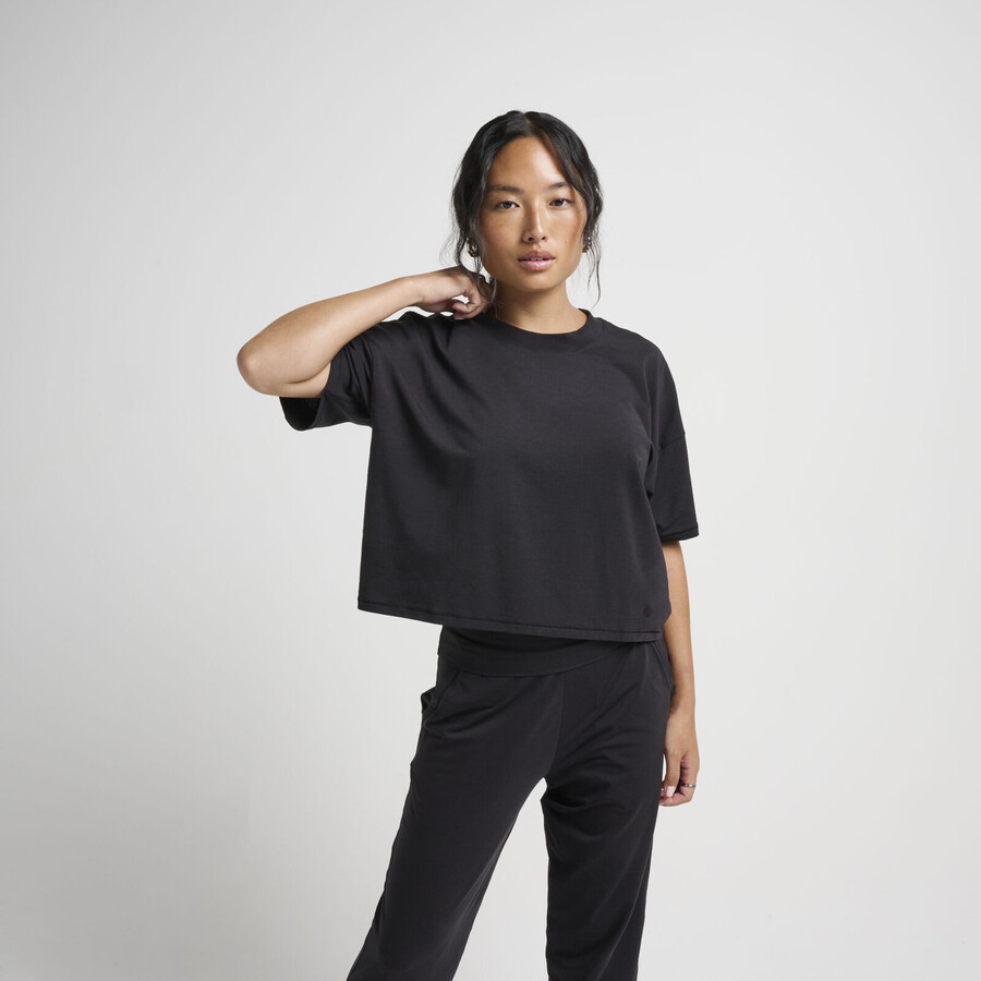 damen-sweatshirt „lay low boxy crewneck mit butterblende